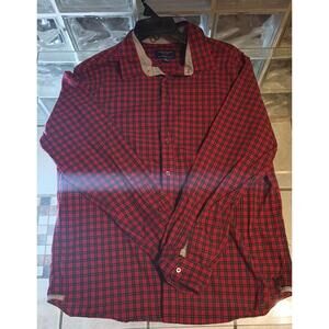 Y2K American Eagle Mens Shirt LONG Sleeve Button Red Plaid Design 00'S VTG